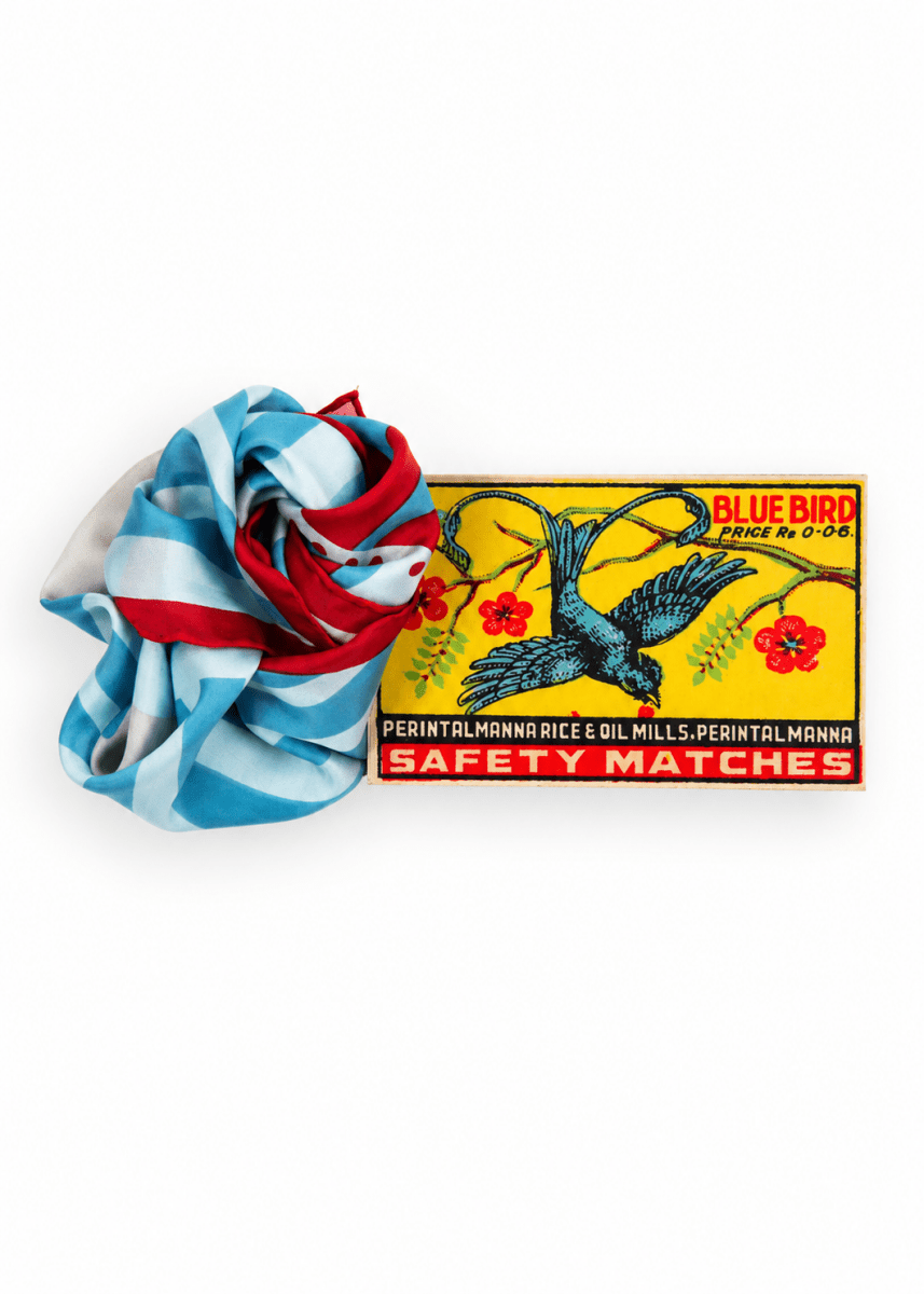 Mini Luna Park Silk Scarf in Turquoise from LES BELLES VAGABONDES at Edito Boutique