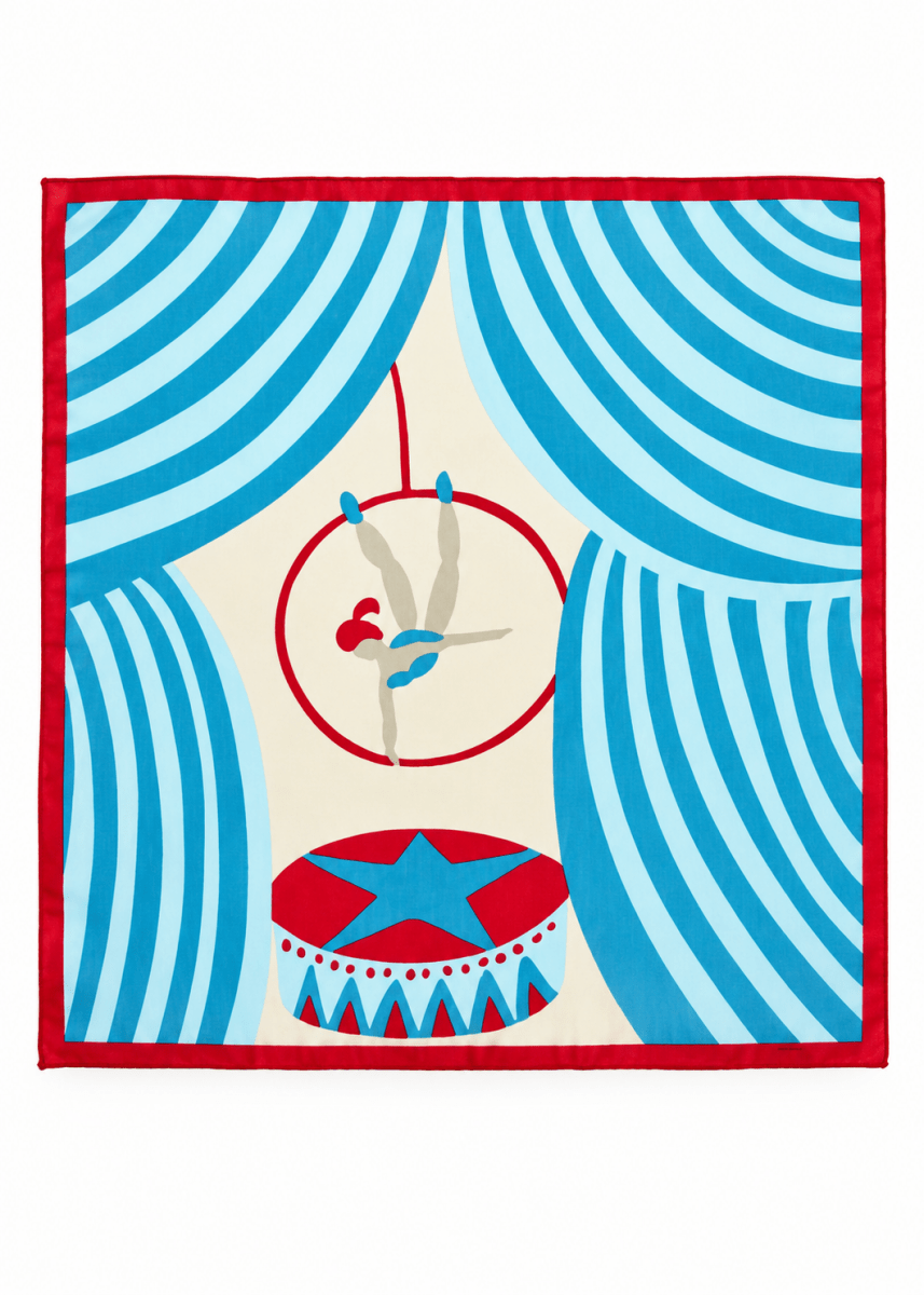 Mini Luna Park Silk Scarf in Turquoise from LES BELLES VAGABONDES at Edito Boutique