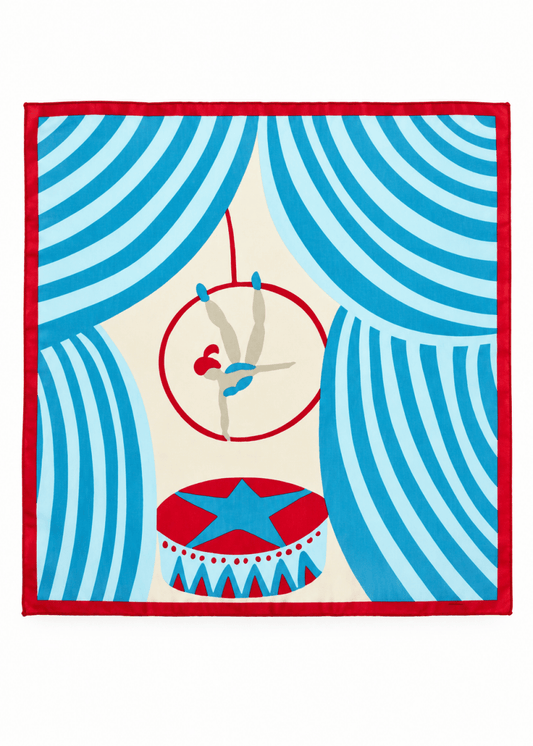 Mini Luna Park Silk Scarf in Turquoise from LES BELLES VAGABONDES at Edito Boutique