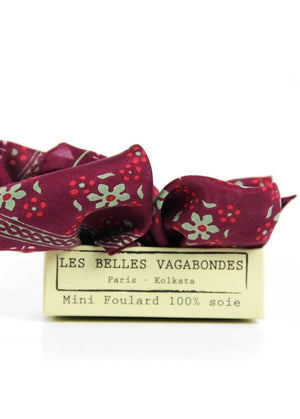Mini Natasha Silk Scarf in Bordeaux from LES BELLES VAGABONDES at Edito boutique