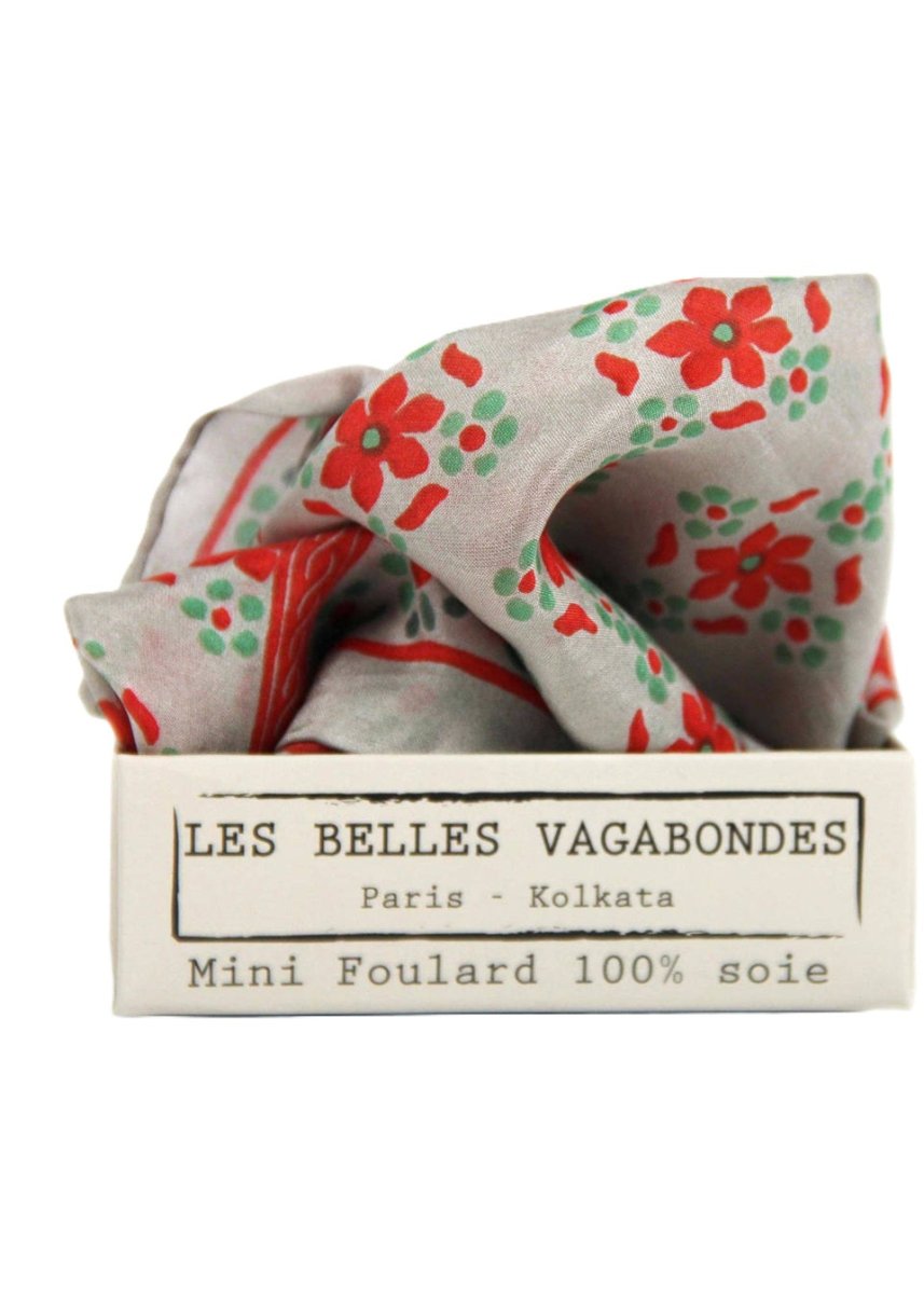 Mini Natasha Silk Scarf in Coral from LES BELLES VAGABONDES at Edito boutique