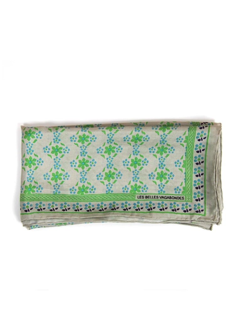 Mini Natasha Silk Scarf in Green from LES BELLES VAGABONDES at Edito boutique