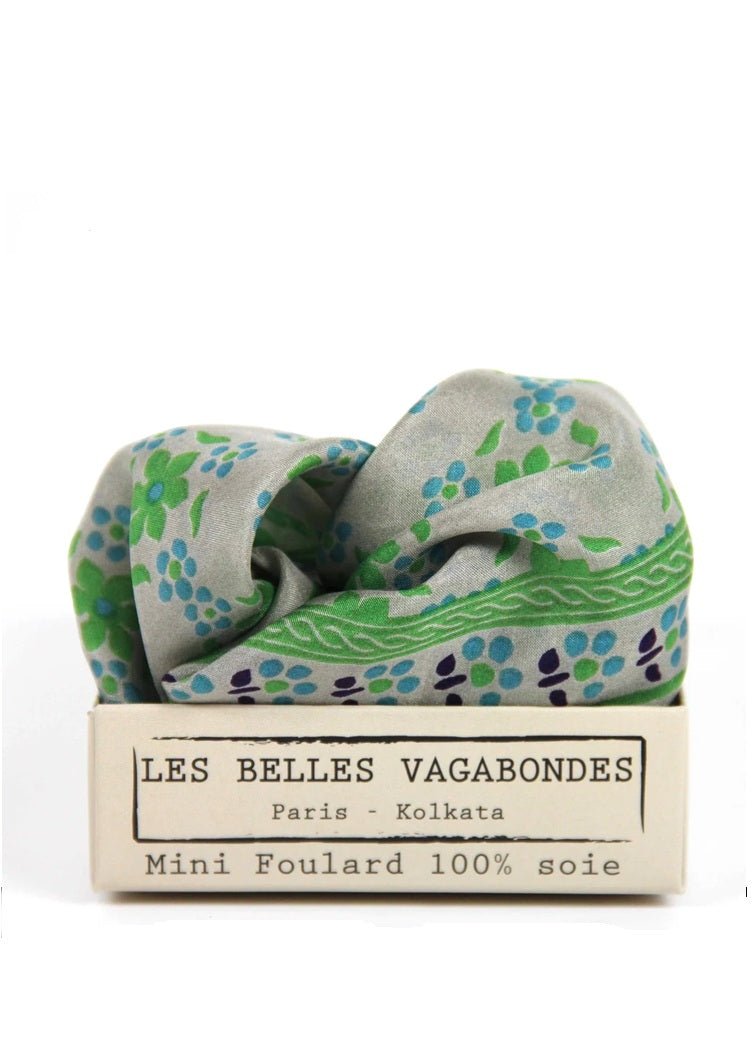 Mini Natasha Silk Scarf in Green from LES BELLES VAGABONDES at Edito boutique