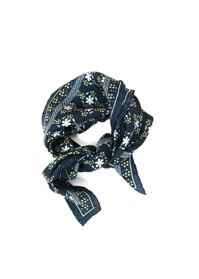 Mini Natasha Silk Scarf in Navy from LES BELLES VAGABONDES at Edito boutique