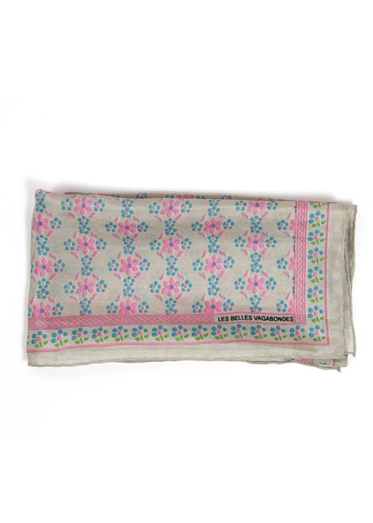 Mini Natasha Silk Scarf in Rose from LES BELLES VAGABONDES at Edito boutique