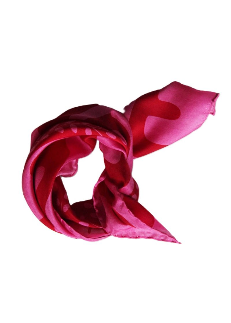 Mini Peace and Love Silk Scarf in Fushia from LES BELLES VAGABONDES at Edito Boutique
