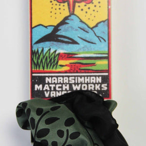 Mini Peace And Love Silk Scarf in Khaki from LES BELLES VAGABONDES at Edito boutique