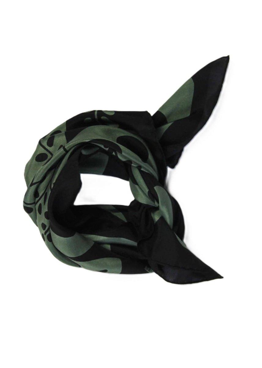 Mini Peace And Love Silk Scarf in Khaki from LES BELLES VAGABONDES at Edito boutique