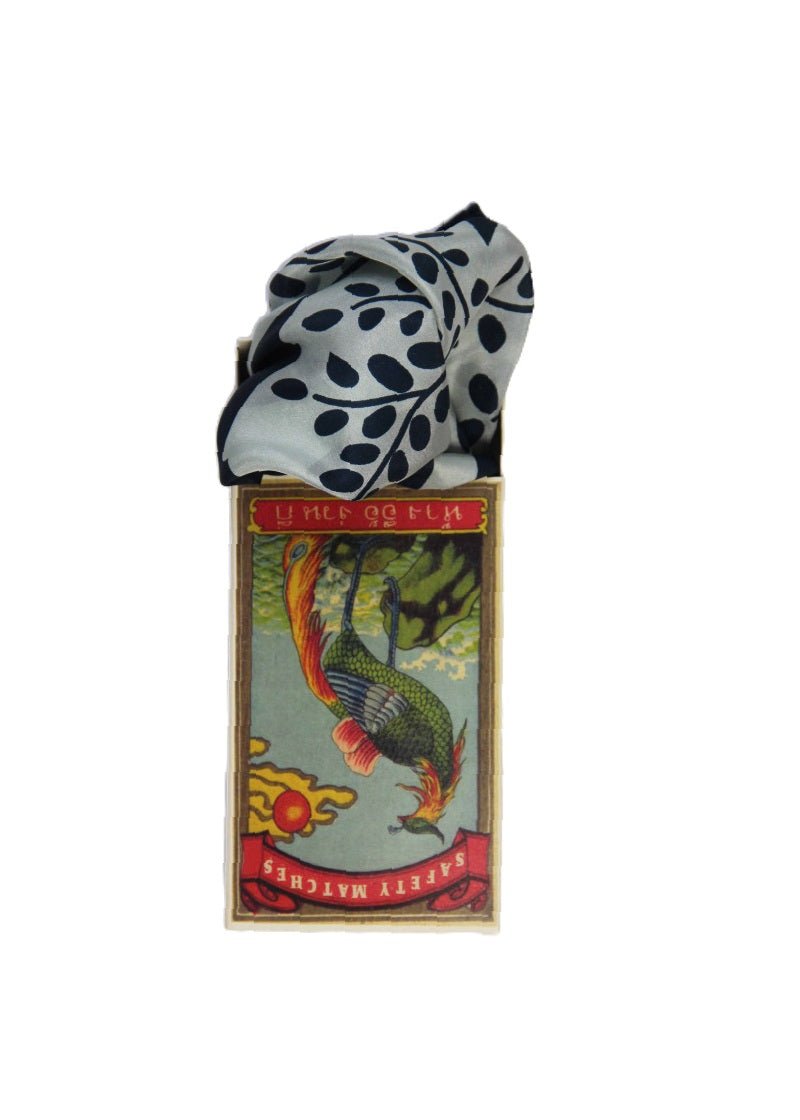 Mini Peace and Love Silk Scarf in Navy from LES BELLES VAGABONDES at Edito Boutique