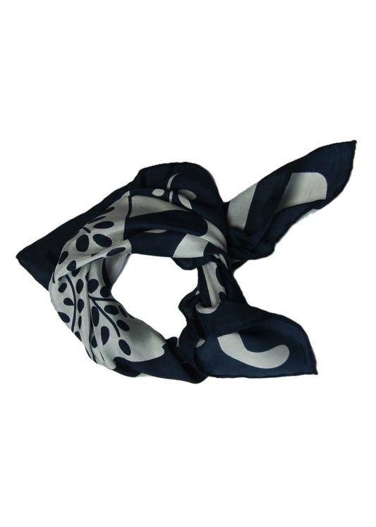 Mini Peace and Love Silk Scarf in Navy from LES BELLES VAGABONDES at Edito Boutique