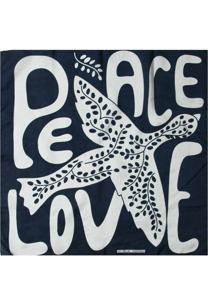Mini Peace and Love Silk Scarf in Navy from LES BELLES VAGABONDES at Edito Boutique