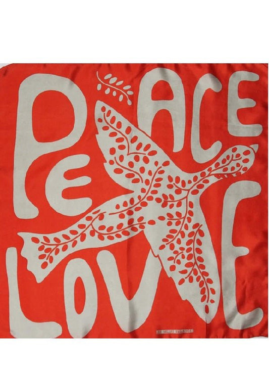 Mini Peace and Love Silk Scarf in Orange from LES BELLES VAGABONDES at Edito boutique