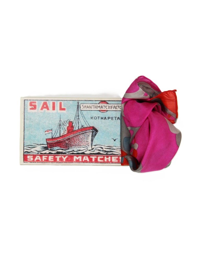 Mini Sakura Silk Sarf in Fuchsia from LES BELLES VAGABONDES at Edito Boutique