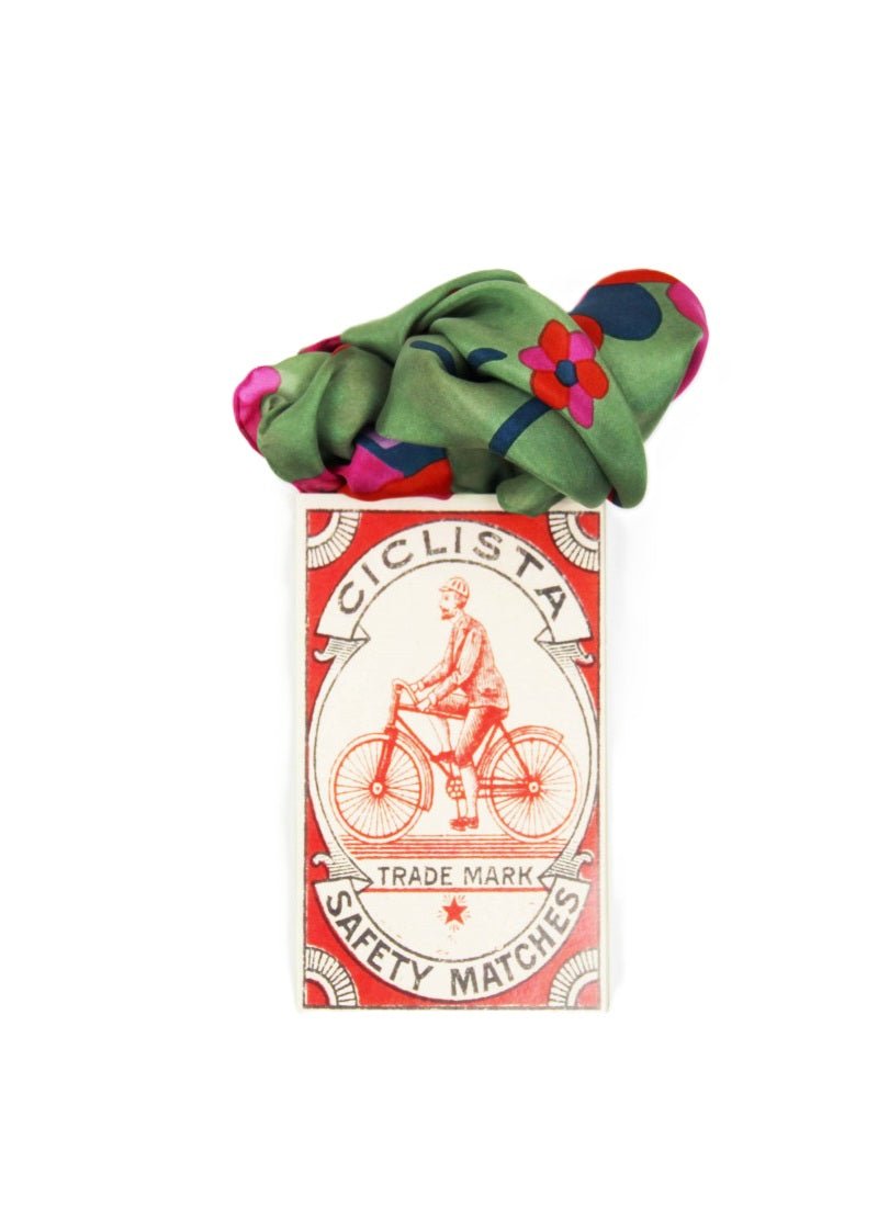 Mini Sakura Silk Sarf in Green from LES BELLES VAGABONDES at Edito Boutique
