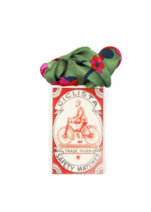 Mini Sakura Silk Sarf in Green from LES BELLES VAGABONDES at Edito Boutique