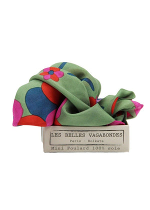 Mini Sakura Silk Sarf in Green from LES BELLES VAGABONDES at Edito Boutique