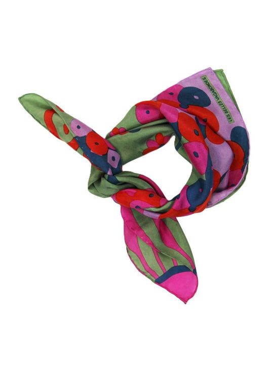 Mini Sakura Silk Sarf in Green from LES BELLES VAGABONDES at Edito Boutique