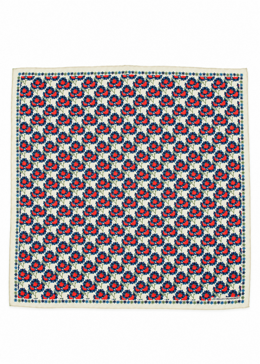 Mini Sunflower Silk Scarf in Beige from LES BELLES VAGABONDES at Edito Boutique
