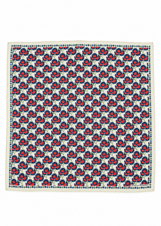 Mini Sunflower Silk Scarf in Beige from LES BELLES VAGABONDES at Edito Boutique
