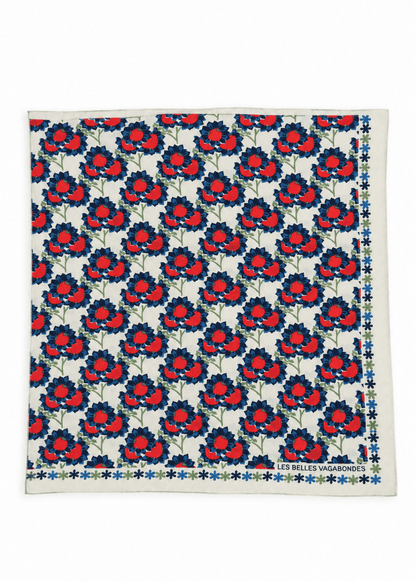 Mini Sunflower Silk Scarf in Beige from LES BELLES VAGABONDES at Edito Boutique
