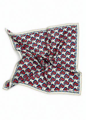 Mini Sunflower Silk Scarf in Beige from LES BELLES VAGABONDES at Edito Boutique