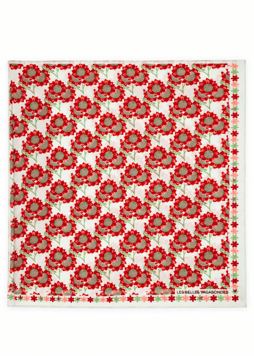 Mini Sunflower Silk Scarf in Pink from LES BELLES VAGABONDES at Edito Boutique