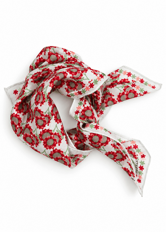 Mini Sunflower Silk Scarf in Pink from LES BELLES VAGABONDES at Edito Boutique