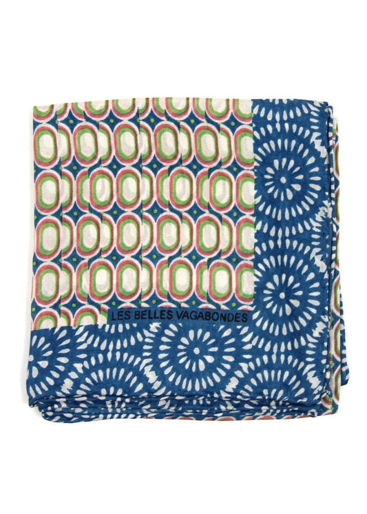 Mini Tempo Silk Scarf in Blue from LES BELLES VAGABONDES at Edito Boutique