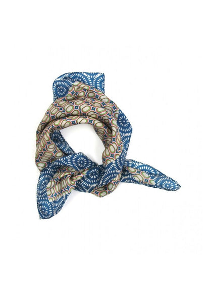 Mini Tempo Silk Scarf in Blue from LES BELLES VAGABONDES at Edito Boutique
