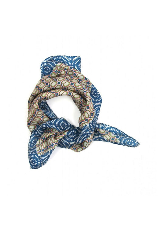 Mini Tempo Silk Scarf in Blue from LES BELLES VAGABONDES at Edito Boutique