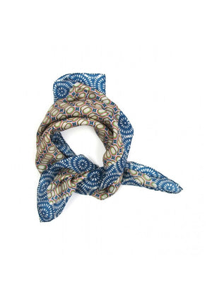 Mini Tempo Silk Scarf in Blue from LES BELLES VAGABONDES at Edito Boutique