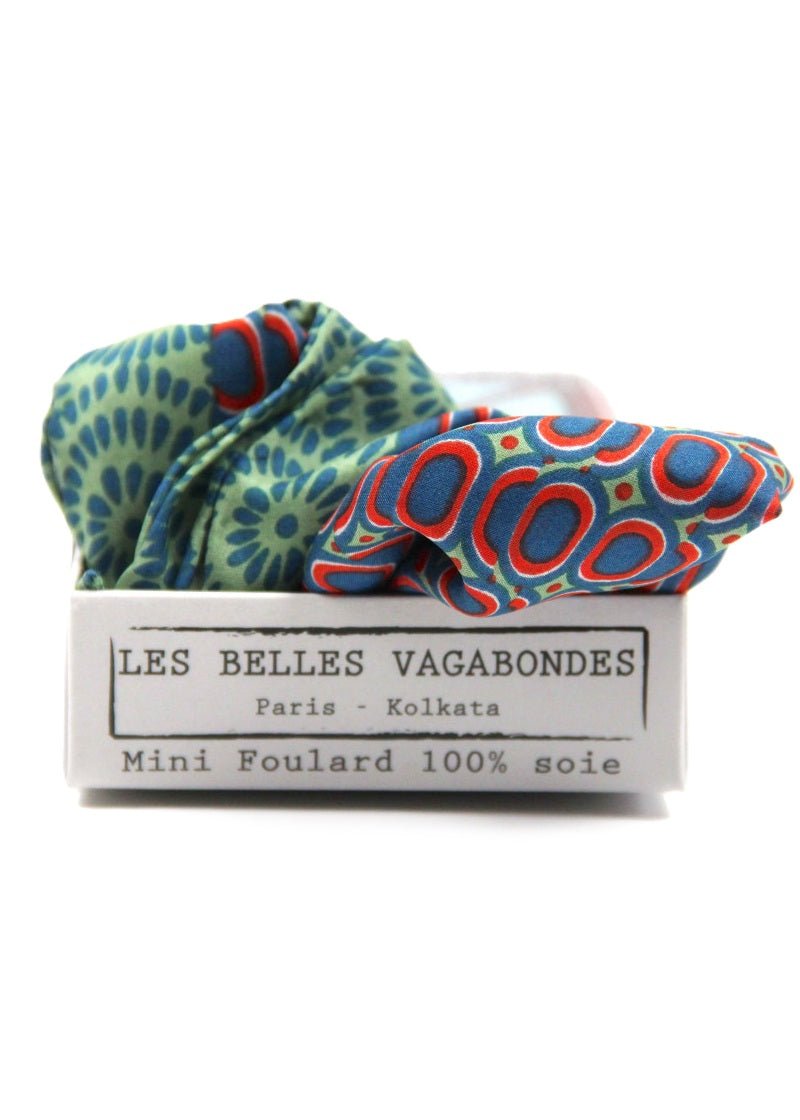 Mini Tempo Silk Scarf in Khaki from LES BELLES VAGABONDES at Edito Boutique