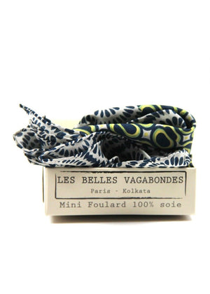 Mini Tempo Silk Scarf in Marine from LES BELLES VAGABONDES at Edito Boutique
