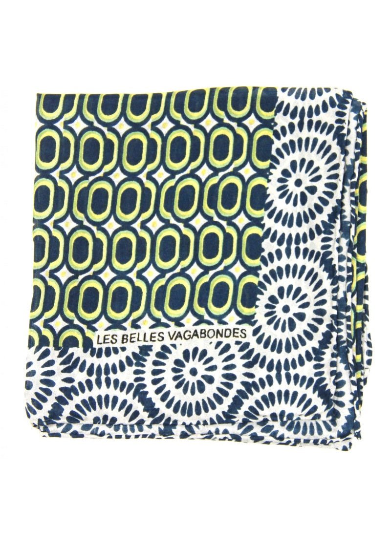 Mini Tempo Silk Scarf in Marine from LES BELLES VAGABONDES at Edito Boutique