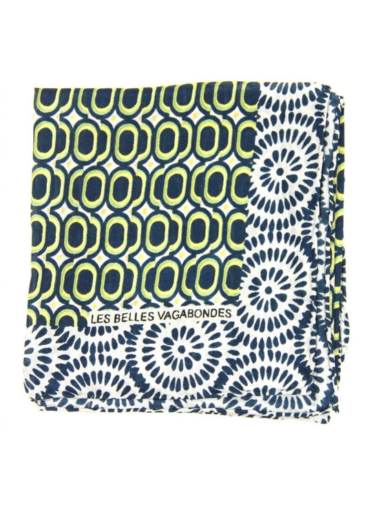 Mini Tempo Silk Scarf in Marine from LES BELLES VAGABONDES at Edito Boutique