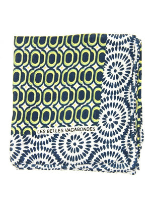 Mini Tempo Silk Scarf in Marine from LES BELLES VAGABONDES at Edito Boutique