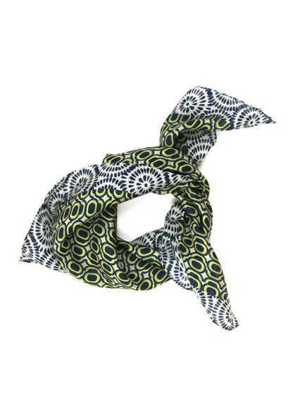 Mini Tempo Silk Scarf in Marine from LES BELLES VAGABONDES at Edito Boutique