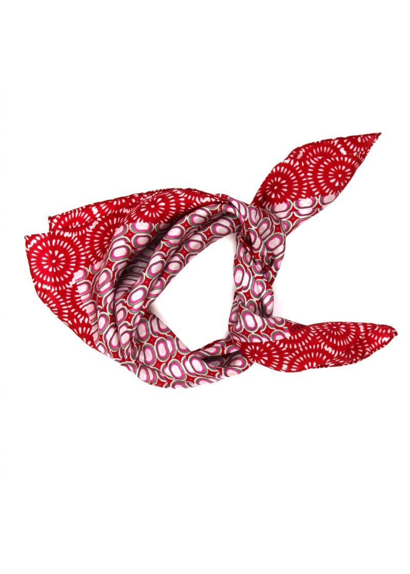 Mini Tempo Silk Scarf in Red from LES BELLES VAGABONDES at Edito Boutique