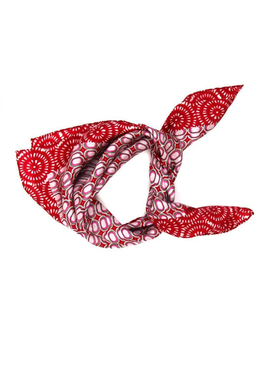 Mini Tempo Silk Scarf in Red from LES BELLES VAGABONDES at Edito Boutique