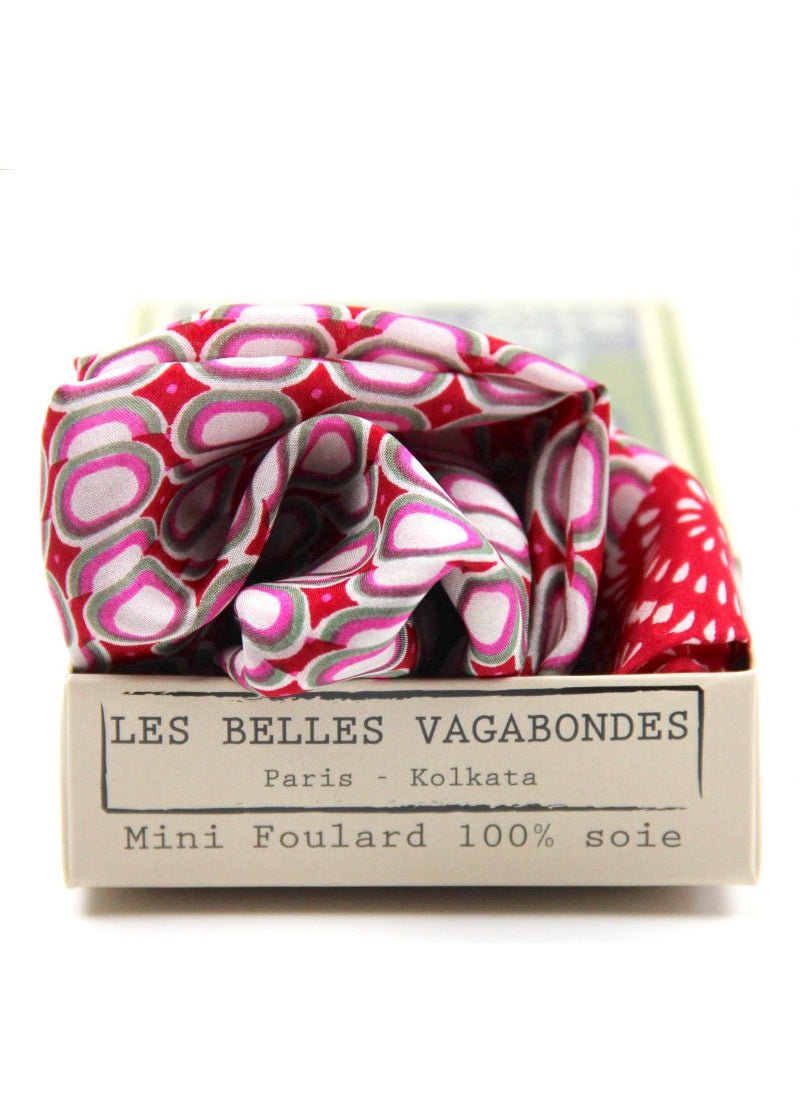 Mini Tempo Silk Scarf in Red from LES BELLES VAGABONDES at Edito Boutique
