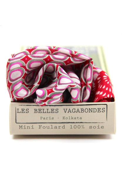 Mini Tempo Silk Scarf in Red from LES BELLES VAGABONDES at Edito Boutique