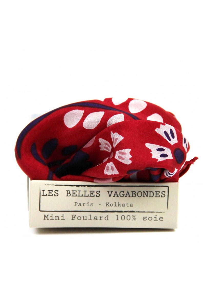 Mini Yulia Silk Scarf in Red from LES BELLES VAGABONDES at Edito Boutique