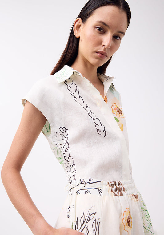 Morrison Maison Linen Shirt in Botanical Print