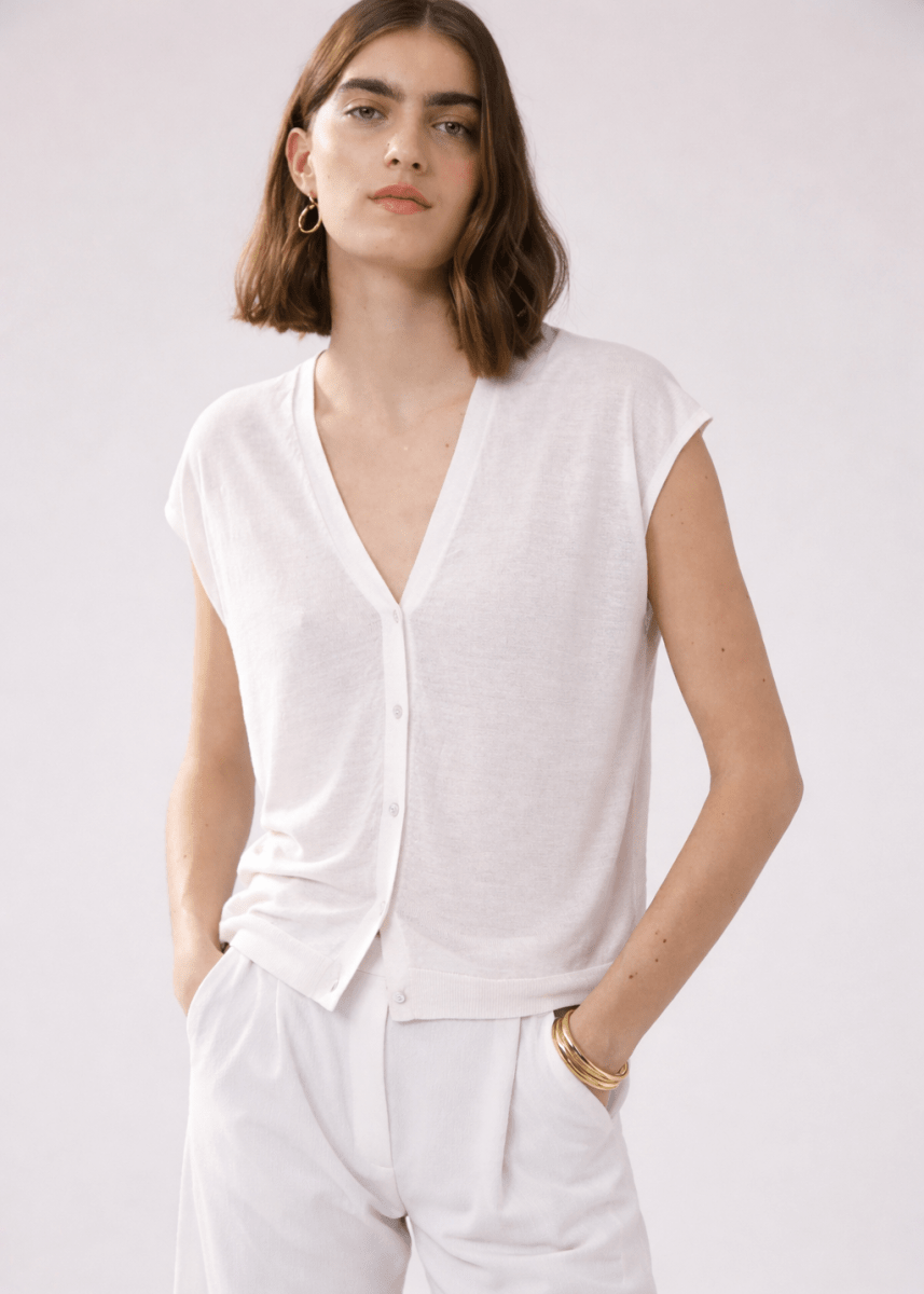 Mounia Vest in Ecru from HARTFORD at Edito boutique