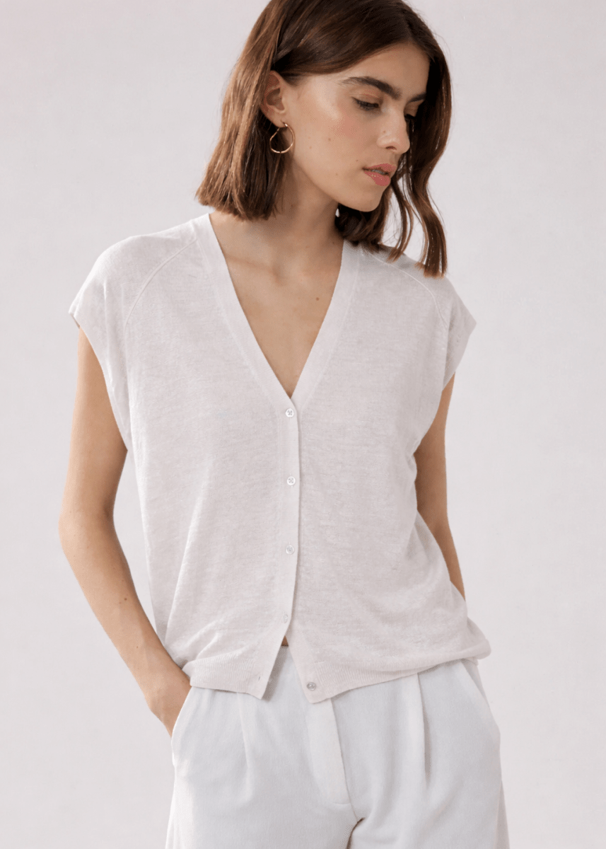 Mounia Vest in Ecru from HARTFORD at Edito boutique