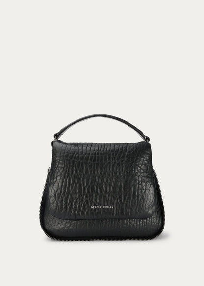 Mr Caiman Mini Bag in Black Bulle/Gunmetal from Deadly Ponies