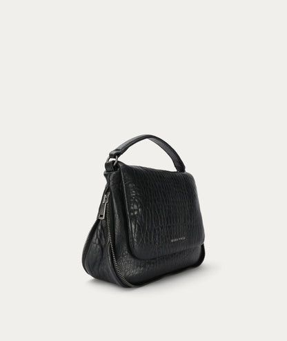 Mr Caiman Mini Bag in Black Bulle/Gunmetal from Deadly Ponies