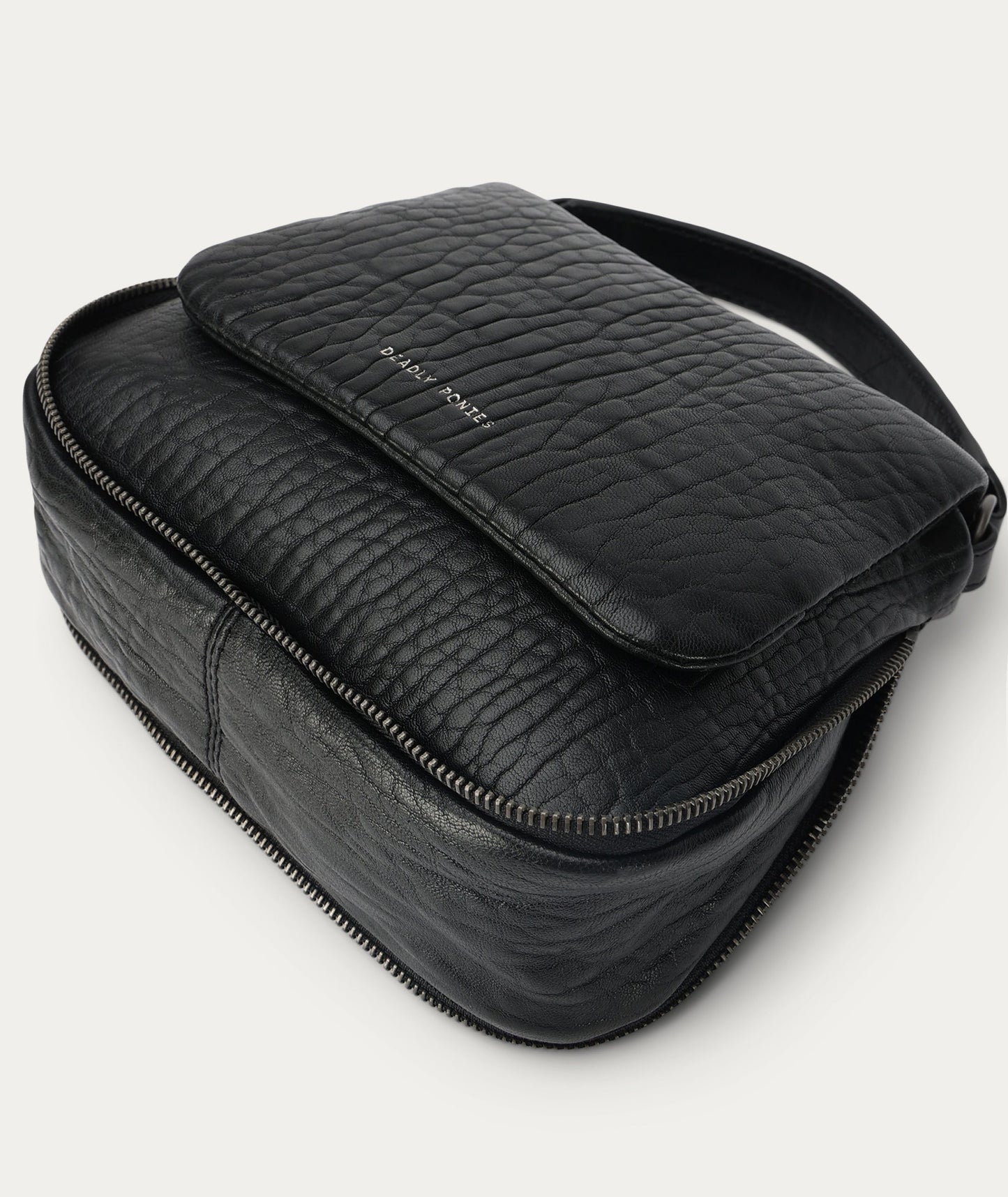 Mr Caiman Mini Bag in Black Bulle/Gunmetal from Deadly Ponies