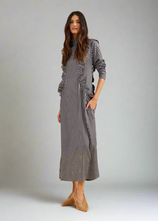 Mrs Stewart Dress in Pinstripe from Binnywear
