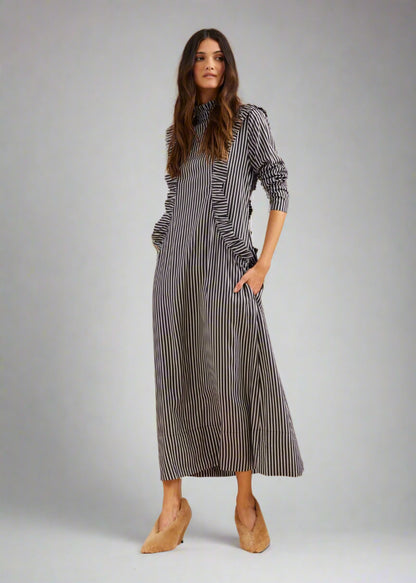 Mrs Stewart Dress in Pinstripe from Binnywear